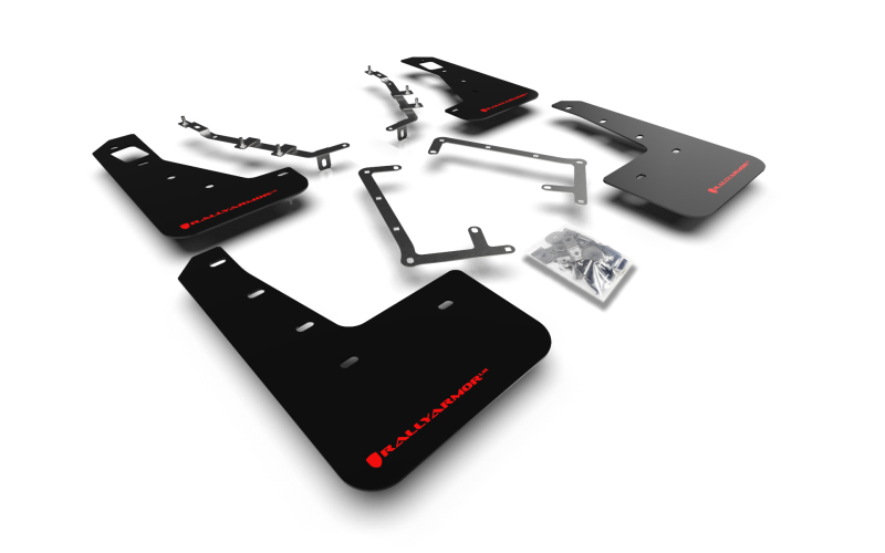 Ford Focus Mud Flaps - Front + Rear - Rally Armor - Black UR with Red Logo - `09-`11 Ford Focus Mud Flaps - Front + Rear - Rally Armor - Black UR with Red Logo - `09-`11